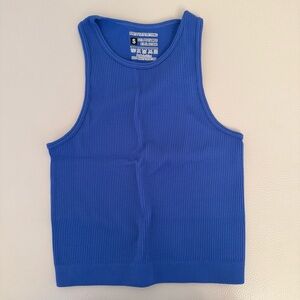 PrettyLittleThing Ribbed Blue Tank Top